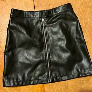 Black leather mini skirt